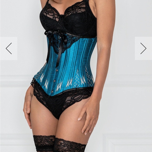 Longline Turquoise Underbust Corset with Flossing - Picture 4 of 4